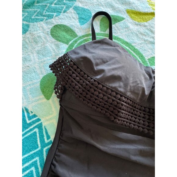 Kona Sol One-Piece Swimsuit Lace Trim Adjustable Straps Size Small - Picture 4 of 10